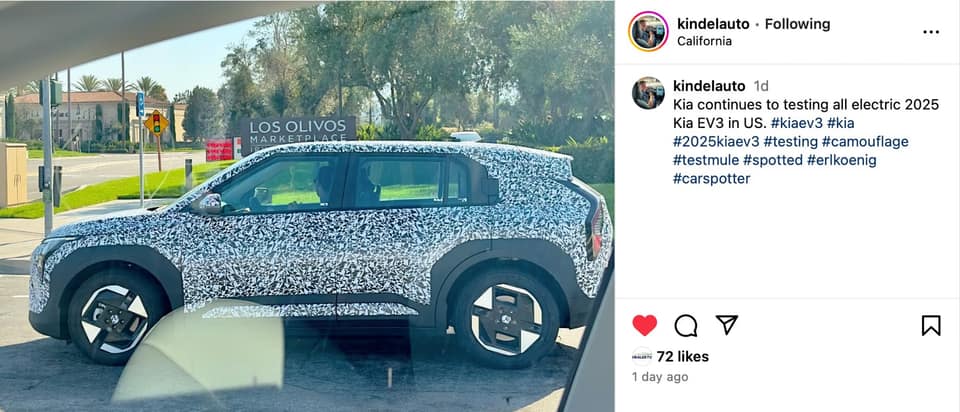 Kia EV3 aperçu en Californie