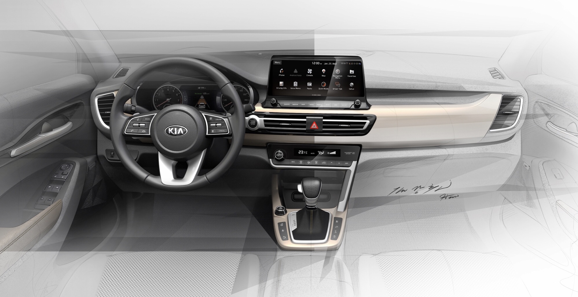 Kia Reveals Global Compact SUV Interior Sketches