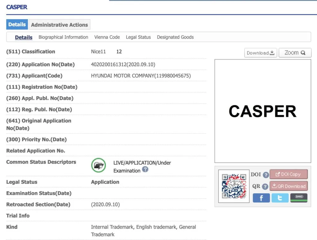 hyundai casper trademark