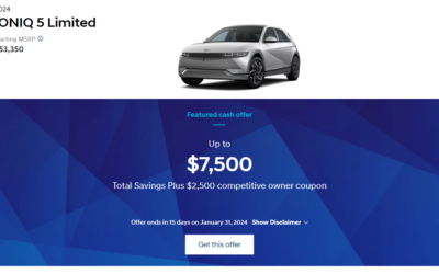 Hyundai to Give $7,500 to U.S. EV Buyers
