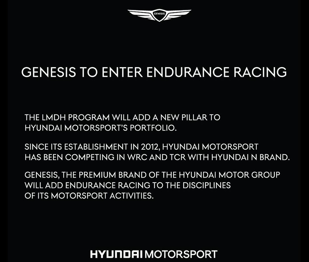 genesis to join endurance racing