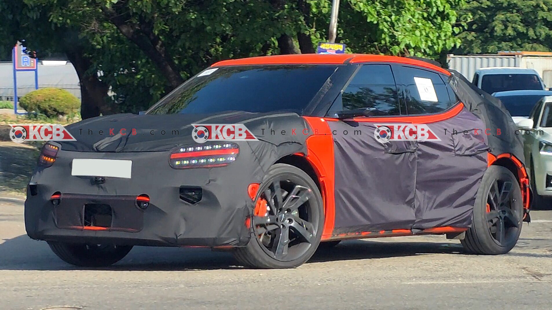 genesis gv60 magma spied in magma orange shortscar