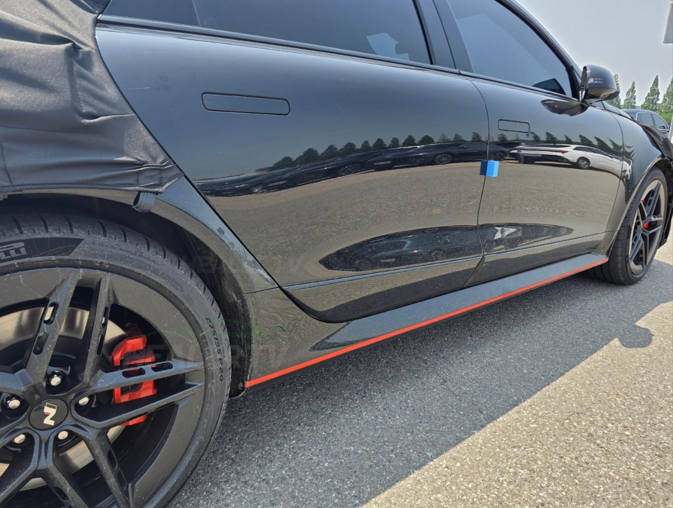 hyundai ioniq 6 n spied with wider fenders